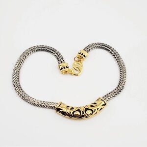 Douglas PAQUETTE Vintage Necklace Celtic 16" Two Tone Choker